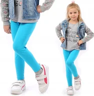 Legginsy - Legginsy dziecięce długie bawełniane klasyczne Turkusowe 146 - miniaturka - grafika 1