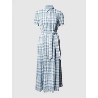 Sukienki - Sukienka koszulowa lniana ze wzorem w kratę - Polo Ralph Lauren - grafika 1