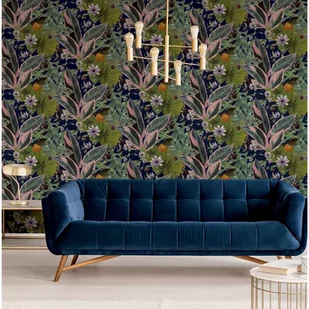 DUTCH WALLCOVERINGS Tapeta Passion Flower, granatowo-zielona - Tapety - miniaturka - grafika 1