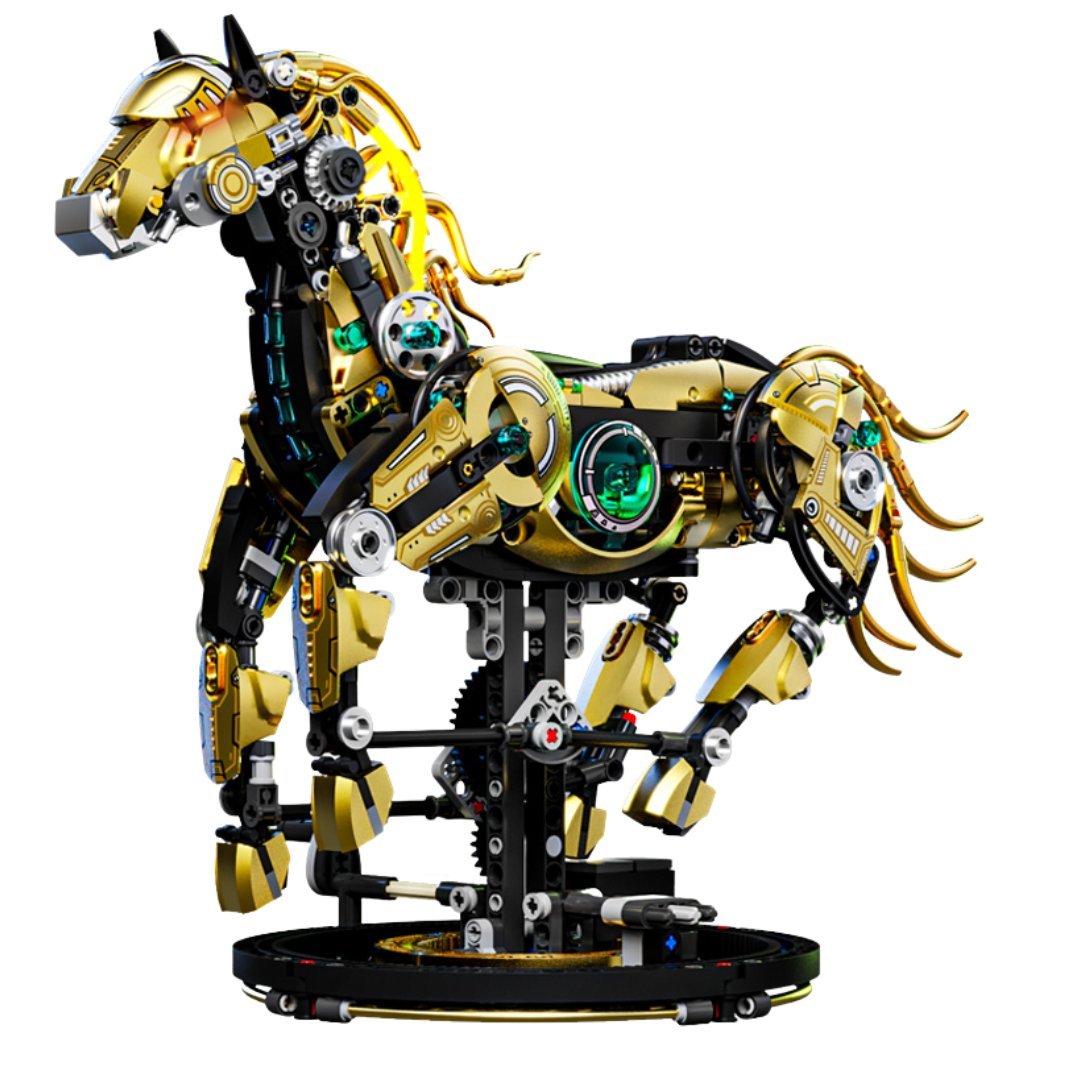 Koń Mechaniczny LED 1055el. - Klocki plastikowe konstrukcyjne MJI 13088 MOC TECHNIC