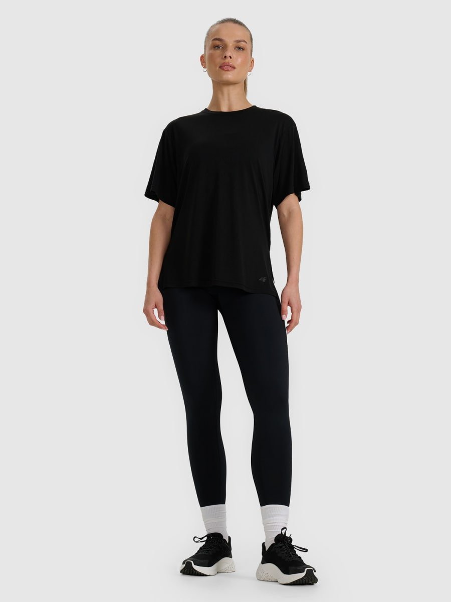 T-shirt oversize z modalem damski 4F 4FRAW25TTSHF3408-20S Czarny XS