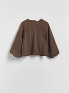 Bluzki damskie - Reserved - Bluzka z modalu - ciemnobrązowy - miniaturka - grafika 1