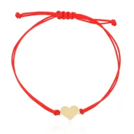 Bransoletki - Bransoletka czerwony sznurek złote serce pr.585 - miniaturka - grafika 1
