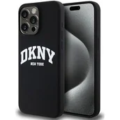 Etui i futerały do telefonów - Oryginalne Etui APPLE IPHONE 15 PRO MAX DKNY Hardcase Liquid Silicone White Printed Logo MagSafe (DKHMP15XSNYACH) czarne - miniaturka - grafika 1