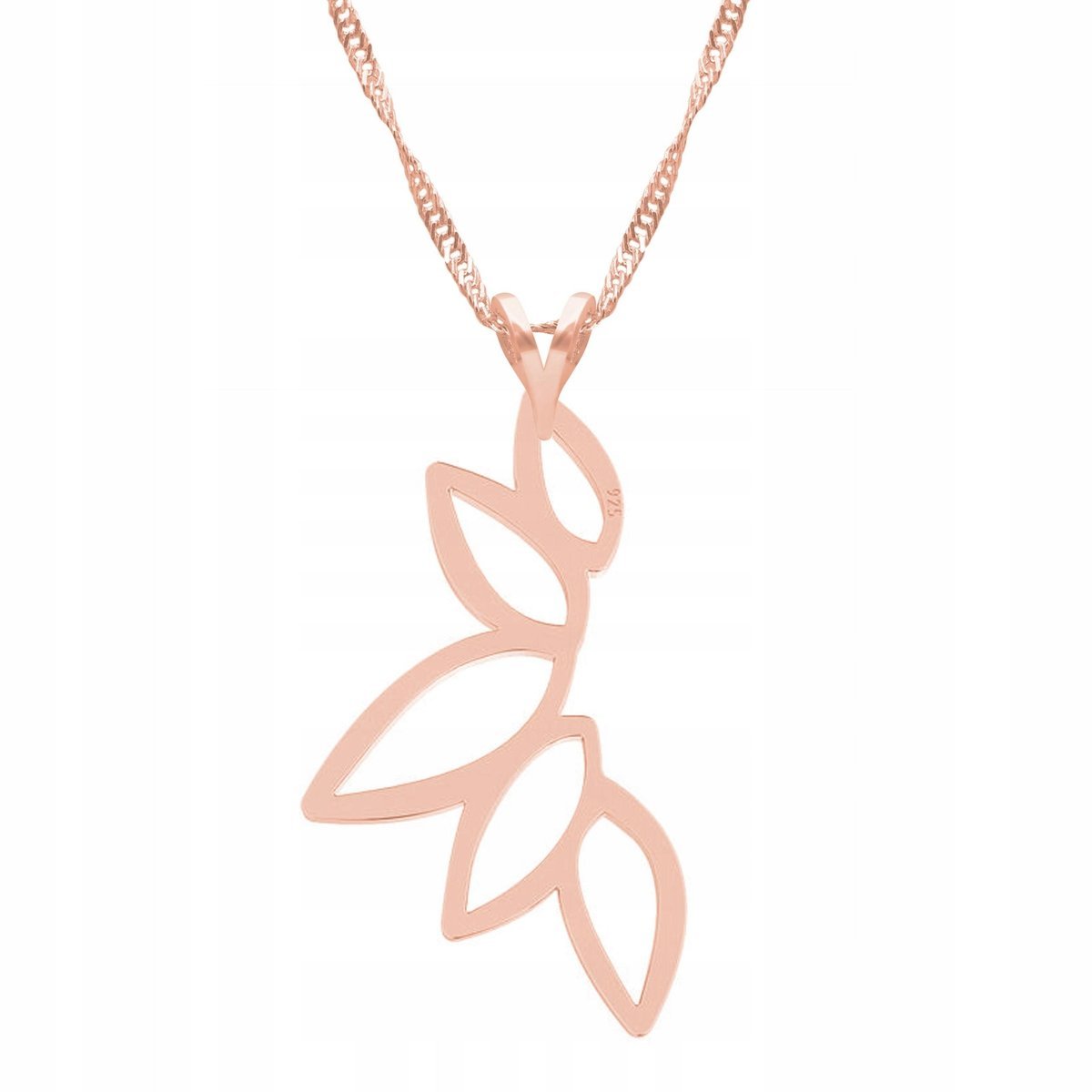 Naszyjnik Pozłacany Ażur z Liściem Wisiorek Ażurowy Liść Listek SREBRO 925