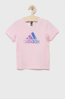 Koszulki dla dziewczynek - Adidas Performance t-shirt dziecięcy kolor różowy - grafika 1