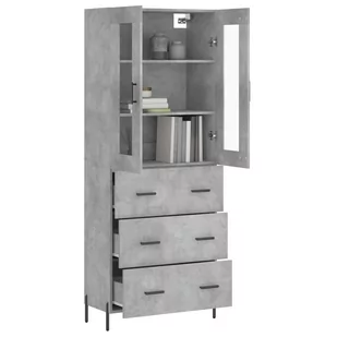 Witrynka, szarość betonu 69,5x34x180 cm materiał drewnopochodny Lumarko! - Witryny - miniaturka - grafika 4