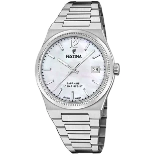 Zegarek Festina Swiss Made zegarek damski na bransolecie wodoszczelny perłowy 20035/1 - Zegarki damskie - miniaturka - grafika 1