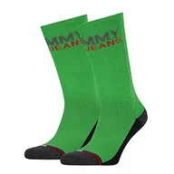 Skarpetki męskie - Tommy Hilfiger Tommy Jeans Vintage Cut Socks Kneehigh Unisex-Dorosły, Zielony/czarny, 43 Regular - miniaturka - grafika 1