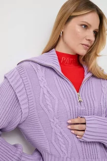 Swetry damskie - Patrizia Pepe sweter damski kolor fioletowy z golfem - grafika 1
