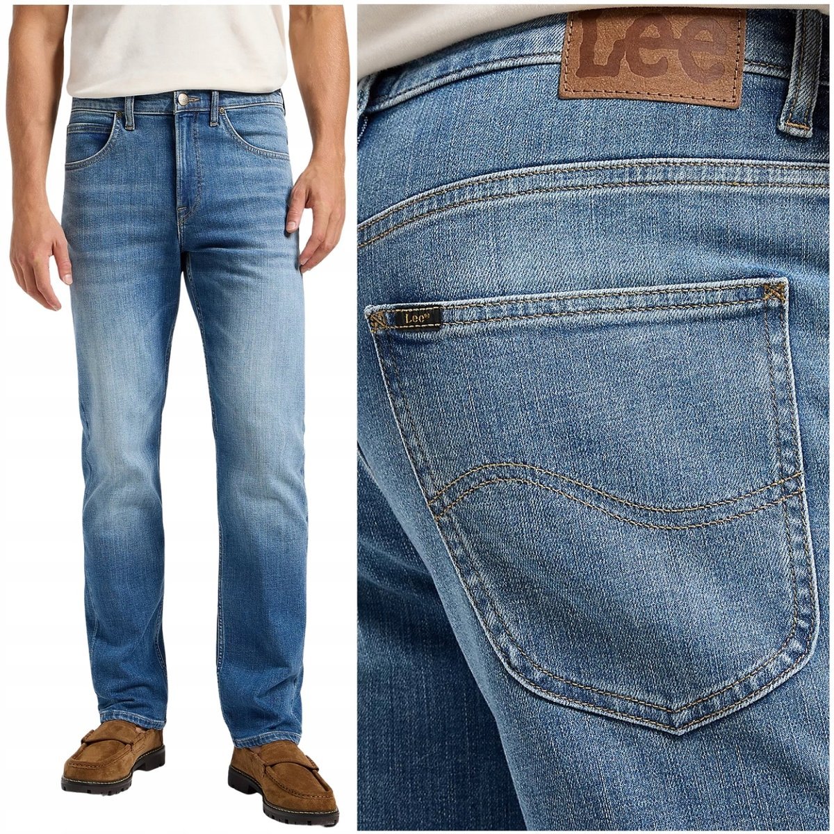Lee BROOKLYN STRAIGHT Highland klasyczne proste spodnie jeansowe W34 L30