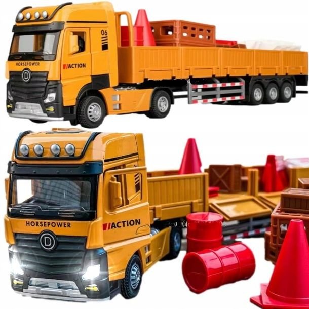 Ciężarówka Z Naczepą Tir Samochód Ciężarowy Wywrotka Metalowa Kabina