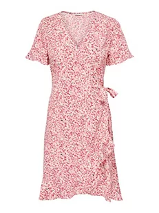 ONLY Women's ONLOLIVIA S/S WRAP Dress WVN NOOS sukienka, Rose Smoke/AOP: Tanya Flower, 40, Różowy dym/Aop: kwiat tanya, 40 - Sukienki - miniaturka - grafika 1