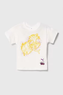 Koszulki dla dziewczynek - Puma t-shirt bawełniany dziecięcy PUMA X TROLLS Graphic Tee kolor biały z nadrukiem - grafika 1