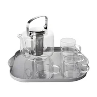 Dzbanki i imbryki - Dzbanek szklany do herbaty 670 ml + filiżanki 90 ml szklane transparenty Retro - miniaturka - grafika 1