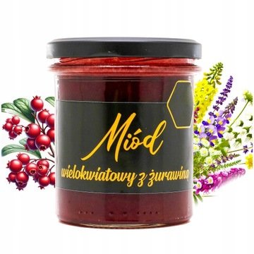 Miód pszczeli wielokwiatowy z żurawiną 0,4 kg z Pasieki Janczarczyk