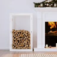 Akcesoria kominkowe - vidaXL Stojak na drewno opałowe, biały, 60x25x100 cm, drewno sosnowe - miniaturka - grafika 1