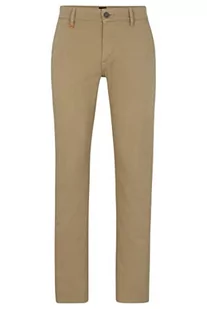 BOSS Męskie spodnie Schino-Slim D Slim Fit ze stretchu, bawełnianej satyny, Brązowy, 33W / 36L - Spodenki męskie - miniaturka - grafika 1
