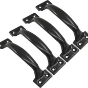 Zawiasy, okucia i inne akcesoria - Zestaw 4 uchwytów do drzwi stodołowych w stylu vintage do szafek kuchennych, rozstaw otworów: 101 mm, czarne żelazo - miniaturka - grafika 1