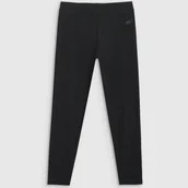 Spodnie i spodenki dla dziewczynek - Legginsy Dziewczęce Spodnie 4F Bawełniane Klasyczne Czarne 4FJWAW25TTIGF247 164 - miniaturka - grafika 1