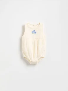 Reserved - Muślinowe body z haftem - złamana biel - Body dla niemowląt - miniaturka - grafika 1