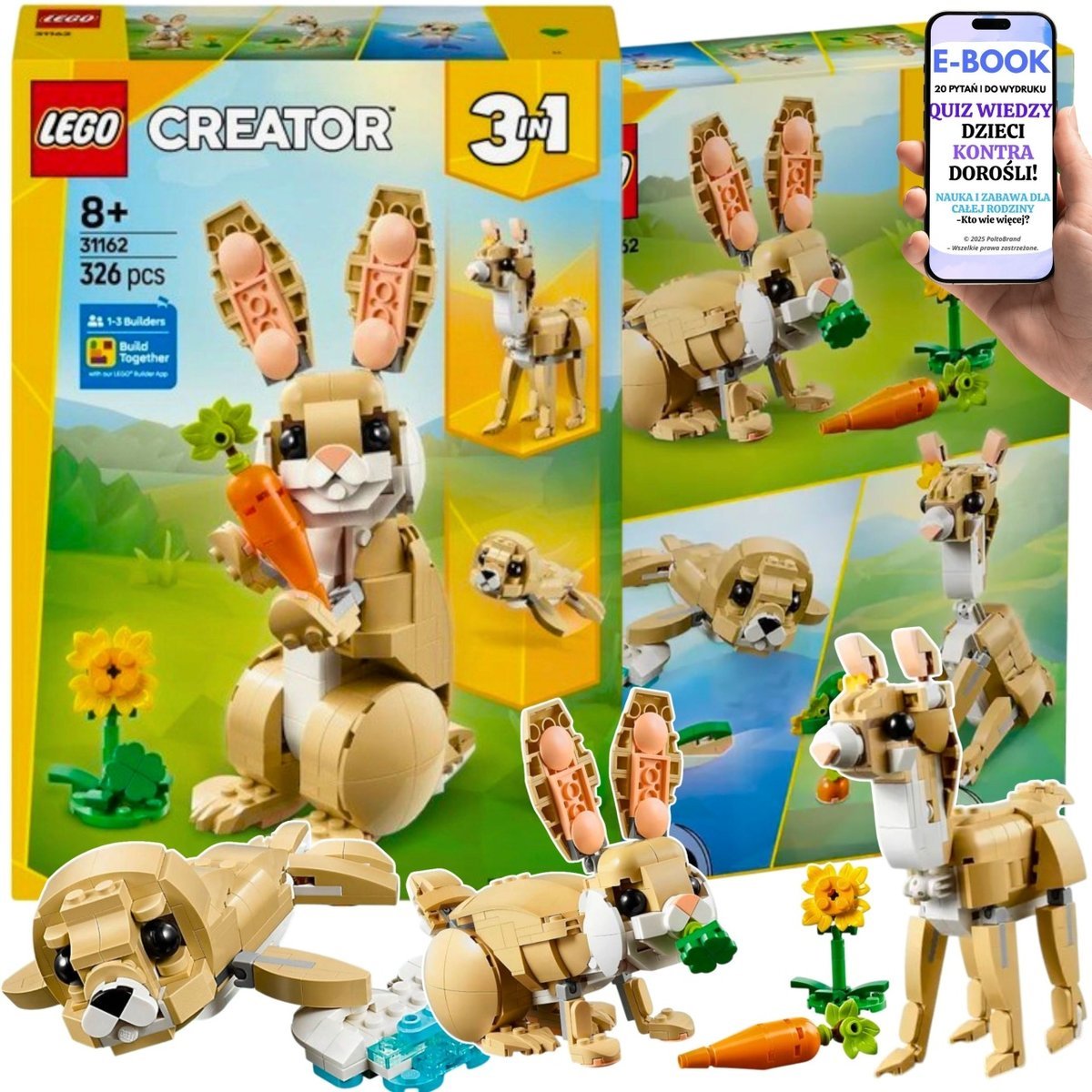 LEGO® Króliczek 3w1 (31162) – Urocze Zwierzaki: Królik, Lama, Foka – IDEALNY ZESTAW PREZENTOWY DLA DZIECI + EBOOK-2