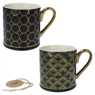 Kubek porcelanowy do herbaty zestaw 2 sztuki duży czarny odcienie zieleni 310 ml Altom Design Elegant - Kubki - miniaturka - grafika 1