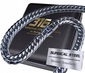 Łańcuszki - GRUBY SREBRNY ŁAŃCUCH ŁAŃCUSZEK NA SZYJĘ PRAWDZIWA STAL CHIRURGICZNA 316L - miniaturka - grafika 1