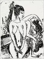 Plakaty - Two Women, Ernst Ludwig Kirchner - plakat 21x29,7 cm - miniaturka - grafika 1