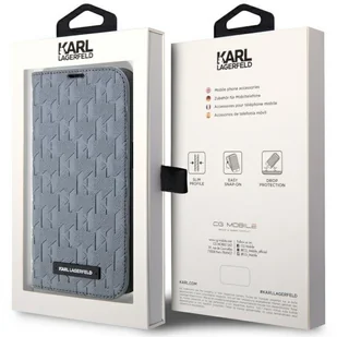 Karl Lagerfeld KLBKP14LSAKLHPG iPhone 14 Pro 6.1" bookcase srebrny/silver Saffiano Monogram - Etui i futerały do telefonów - miniaturka - grafika 7