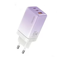 Ładowarki do telefonów - USAMS Ład. siec. 2xUSB-C+1xUSB 65W (only head) GaN PD3.0 +QC3.0 Fast Charging fioletowy/gradient purple Sandru Series CC180TC03 (US-CC180) - miniaturka - grafika 1