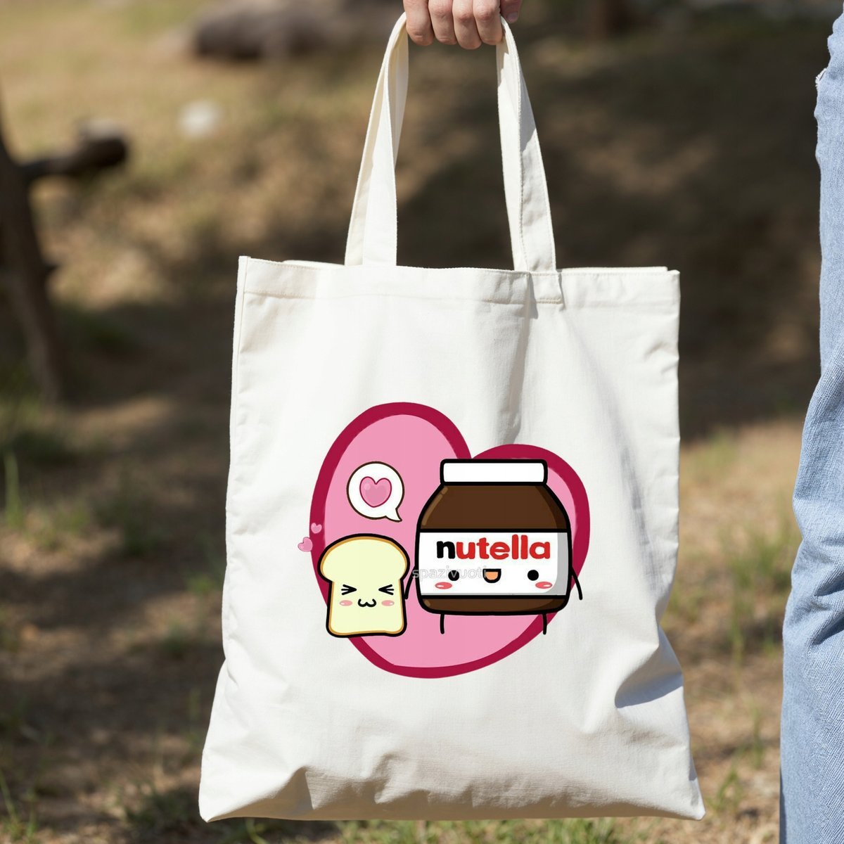 Torba z nadrukiem/bawełniana Walentynki Nutella Chleb