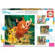 Puzzle - Educa Borras Borras - 4 progressive Puzzless Disney Animals, Dumbo+Bambi+Lion King+Jungle Book Puzzle (18104) 18104 - miniaturka - grafika 1