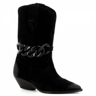 Czarne zamszowe kowbojki CARINII - Carinii - Botki damskie - miniaturka - grafika 1