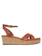 Espadryle damskie - Tommy Hilfiger Espadryle Leather & Suede Mid Wedge Espad FW0FW08804 Brązowy - miniaturka - grafika 1