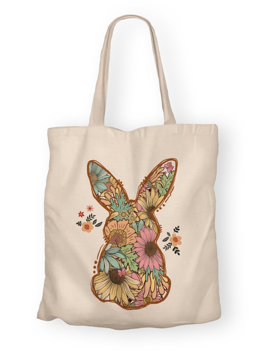 Torba bawełniana z nadrukiem królik w kwiatach