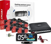 Czujniki parkowania - AMiO Czujniki parkowania cofania czarne wewnętrzne 16,5mm 8szt LED 3D AMIO-03196 - miniaturka - grafika 1