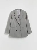 Marynarki i żakiety damskie - Reserved - Dwurzędowa marynarka w jodełkę - ciemnoszary - miniaturka - grafika 1