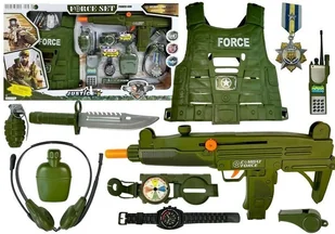 Zestaw Wojskowy Pistolet Odgłosy Strzelania Naciąg  4873 - Zabawki militarne - miniaturka - grafika 1
