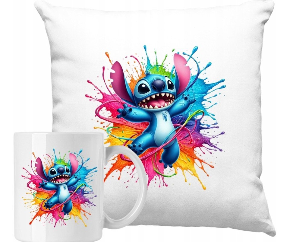 ZESTAW PODUSZKA + KUBEK Stich Sticz Dziecięca + IMIĘ #6