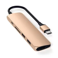 Huby USB - Satechi Slim Type-C Adapter V2 - Usb Hdmi Usb-C 4K Złoty - miniaturka - grafika 1