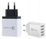 Ładowarki do telefonów - ŁADOWARKA Sieciowa Podróżna 4xUSB SZYBKIE ŁADOWANIE Kostka QC3.0 2.1A 4470 - miniaturka - grafika 1