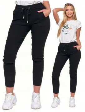 Spodnie Joggery Damskie Elastyczne z Wiązaniem Modne Moraj L/XL