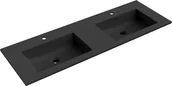 Umywalki - Mexen Otis umywalka wpuszczana w blat podwójna 141 x 46,5 cm, czarna mat - 25181471D - miniaturka - grafika 1