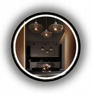 LUSTRO ŁAZIENKOWE LED W RAMIE CZARNE OKRĄGŁE 60 CM - DUŻO ROZMIARÓW - Lustra - miniaturka - grafika 1