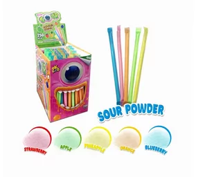 Mini Sour, słomki z musującą kwaśną oranżadką, 250 sztuk - Gumy do żucia, lizaki, dropsy - miniaturka - grafika 1