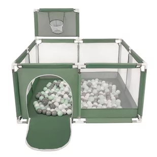 Selonis Boisko KK-100X z piłeczkami 6cm zielony: biały-szary-mięta 125x125x105/100piłek Zabawka kojec - Łóżeczka i kojce - miniaturka - grafika 1