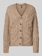 Swetry damskie - Kurtka z dzianiny o kroju regular fit z dodatkiem wełny model ‘NINA’ - miniaturka - grafika 1