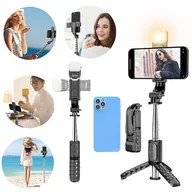 Selfie stick - Coosilo Statyw Selfie Stick z lekkim 3 w1 wysuwany Bluetooth Selfie Stick Kompaktowy kij do selfie do fotografowania - miniaturka - grafika 1