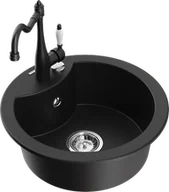Zlewozmywaki z baterią - Mexen Diego zlewozmywak granitowy 1-komorowy z baterią kuchenną Carla, czarny - 6512-77-670700-70 - miniaturka - grafika 1